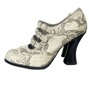 Vintage Rush Hour Express Snake embossed Leather Buckle Loafer Heels